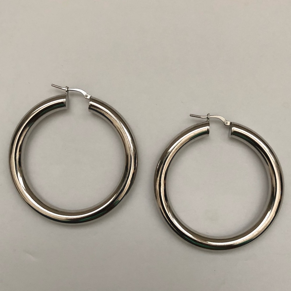 Vintage Chunky Silver Hoop Earrings